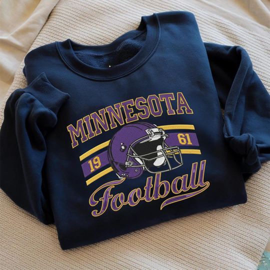 Discover Minnesota Football Embroidered Sweatshirt, The Vikes Sweatshirt, Vintage Minnesota Crewneck, Viking Sweatshirt, Minnesota Fan Gift