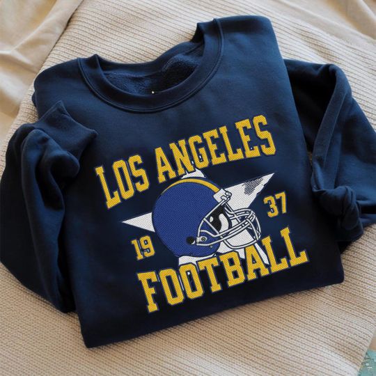 Discover Vintage 90s Los Angeles Football Embroidered Sweatshirt, Los Angeles Football Crewneck, Los Angeles Football Fan Gift