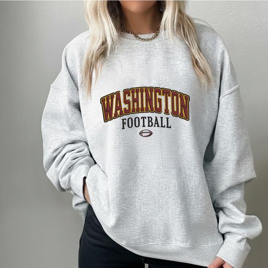 Discover Washington Football Vintage Embroidered Sweatshirt, Washington Commander Sweater, Washington Fan Gift, Game Day Gift