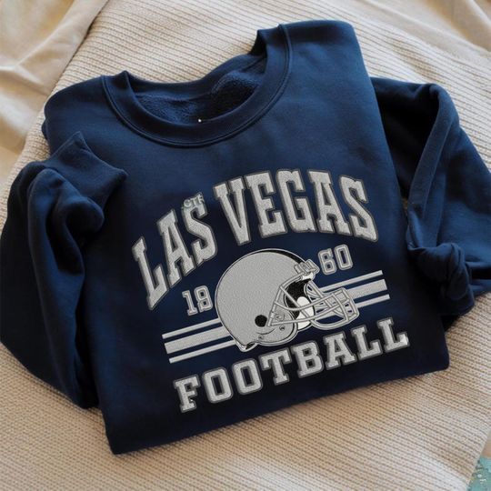 Las Vegas Football Vintage Embroidered Sweatshirt, Retro Las Vegas Football Sweatshirt, Las Vegas Football Christmas Raider Fan Gift