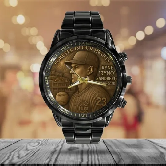 Cubs x Ryne Sandberg Black Stainless Steel Watch