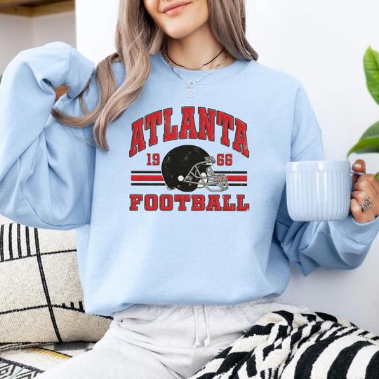 Discover Atlanta Football Vintage Embroidered Sweatshirt, Retro Falcon Crewneck, Atlanta Football Fan Gift