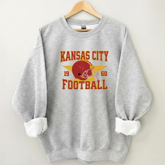 Discover Vintage 90s Kansas City Football Embroidered Sweatshirt, Game Day Sweatshirt, Football Sweatshirt, Kansas City Fan Gifts