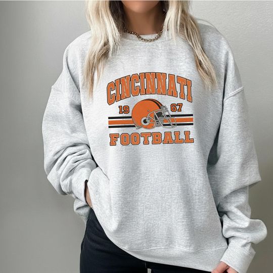 Discover Cincinnati Football Vintage Embroidered Sweatshirt, Cincinnati Game Day Crewneck, Gift for Football Lover, Cincinnati Apparel