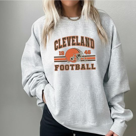Discover Cleveland Football Embroidered Sweatshirt, Cleveland Football Gift, Game day Football, Sunday Football Apparel