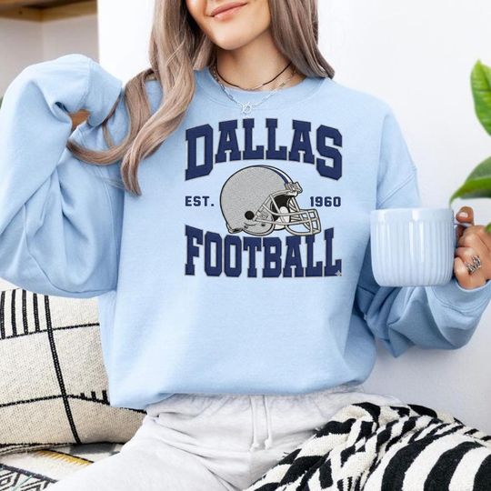 Discover Dallas Football Vintage Embroidered Sweatshirt, Dallas Football Cowboy Sweatshirt, Dallas Fans Gift