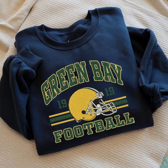 Discover Green Bay Football Vintage Embroidered Sweatshirt, Retro Green Bay Packer Sweatshirt, Green Bay Fan Gift