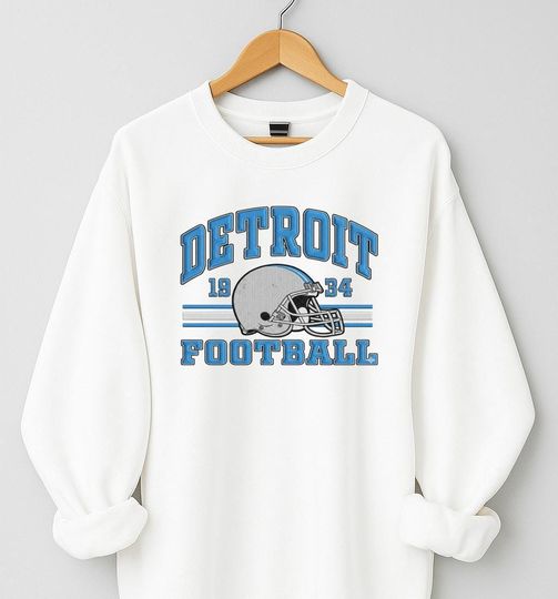 Discover Detroit Football Vintage Embroidered Sweatshirt, Football Sweatshirtt, Detroit Lion Sweater, Game Day Gift