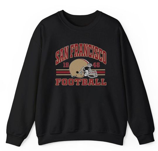 Discover San Francisco Football 49ers Embroidered Sweatshirt, Vintage Sports Crewneck, Retro Game Day Pullover, San Francisco Football Gift