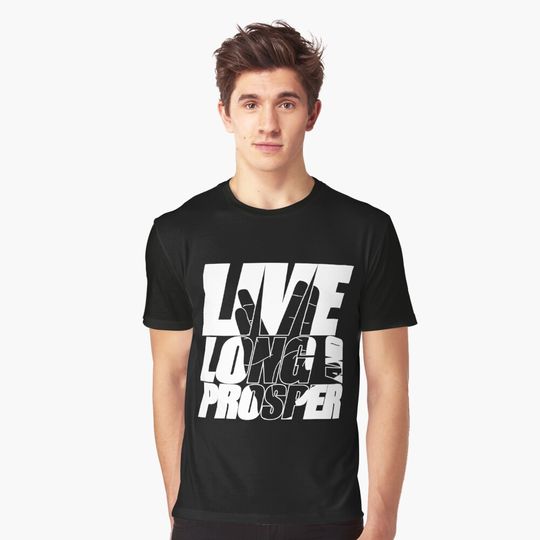 Discover LIVE LONG AND PROSPER startrek2020 ™ Quote Meme slogan with silhouette of the Vulkan Gruss Graphic T-Shirt