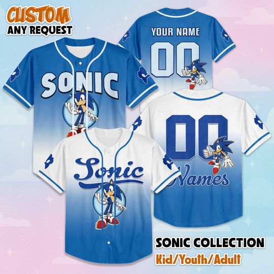 Discover Custom Sonic the Hedgehog Baseball Jersey, Personalized Sonic Baseball Team Shirt, The Hedgehog Outfit, Gift For Fans