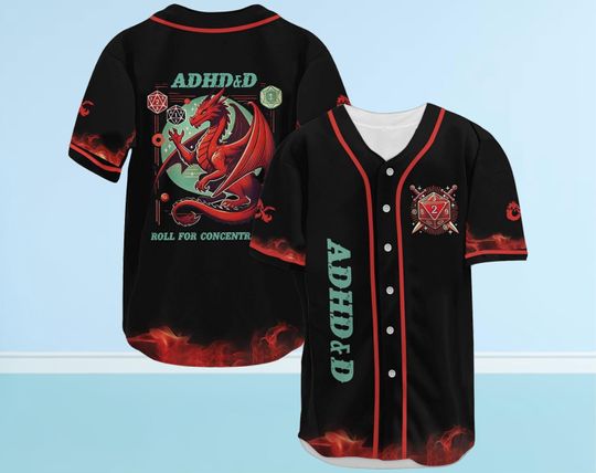 Personalized Adhd&D Roll For Concentration Stylish Baseball Jersey, Lover Dungeon And Dragon Baseball Jersey, Team Baseball Jersey.