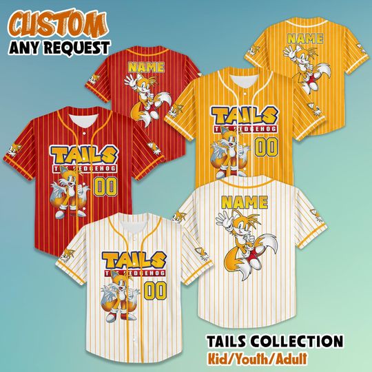 Discover Personalized Tails Baseball Jersey, Custom Sonic The Hedgehog Tails Jersey Shirt, Baseball Team Outfit, Gift For Fans