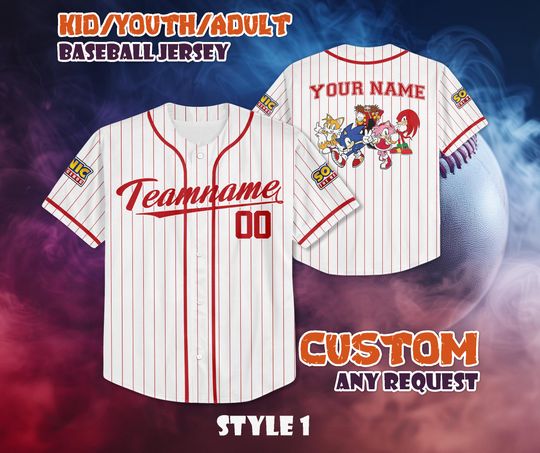 Discover CUSTOM Sonic Teamname Baseball Jersey, Personalize Sonic Team Baseball Shirt, Sonic The Hedgehog Outfit, Sonic Team Gift For Fans