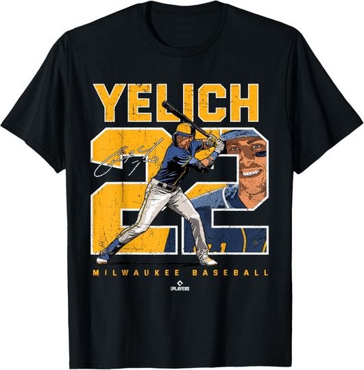 Number and Portrait Christian Yelich Milwaukee MLBPA T-Shirt