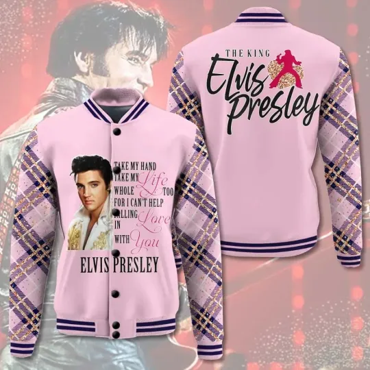 Elvis Presley Baseball Jacket, King Of Rock N Roll Unisex Jacket