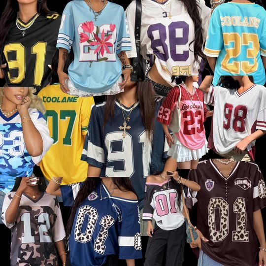 Discover Make Your Full Custom American Football Jersey, Y2k Customizable Football Mesh Jersey