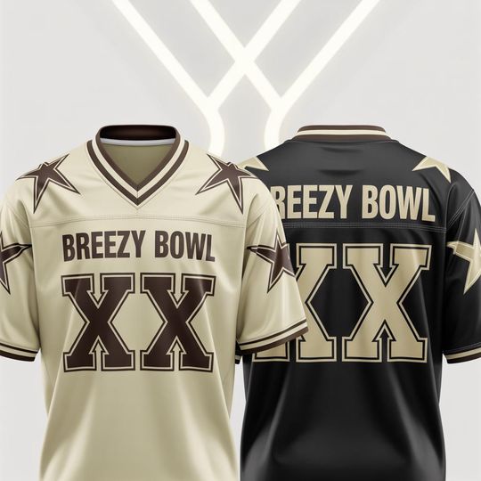 Discover Breezy BOWL XX Football Jersey, RnB Merch, Chris Fan Club Apparel, Breezy Tour Jersey, 2025 Tour Shirt for kids and adults