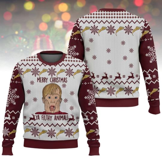 Home Alone Ugly Christmas Sweater, Merry Christmas Ya Filthy Animal Sweater, Funny Xmas Sweater, Movie Ugly Sweater, Christmas Gift