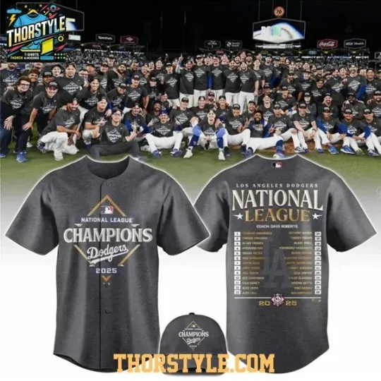 Discover LA Dodgers Back-To-Back World Series Champions Grey 2025 Baseball Jersey