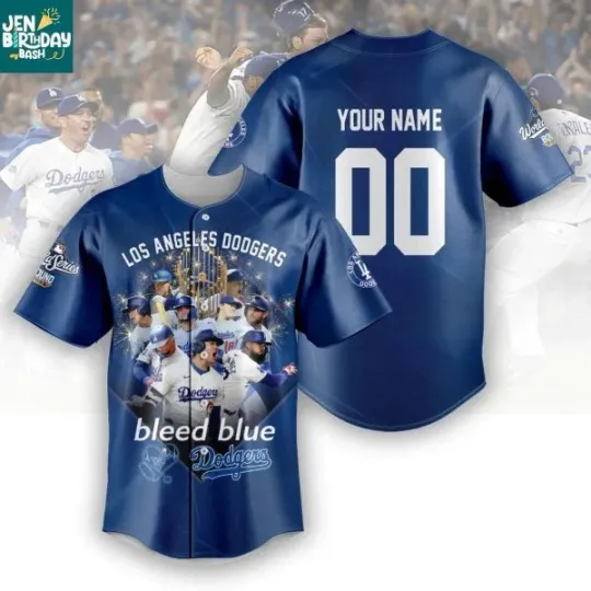 Discover Los Angeles Dodgers Bleed Blue World Series 2025 Champs Baseball Jersey