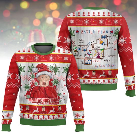 Discover Home Alone Ugly Christmas Sweater, Merry Christmas You Filthy Animal Xmas Sweater, Funny Movie Ugly Sweater, Holiday Christmas Gift