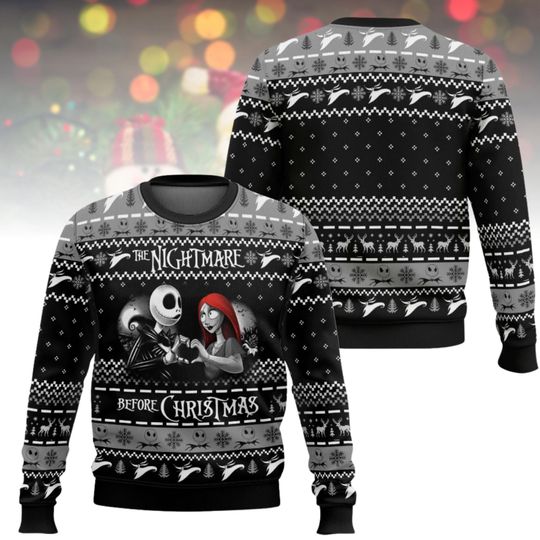 Discover Nightmare Before Christmas Ugly Christmas Sweater, Jack Skellington Xmas Sweater, Halloween Movie Ugly Sweater, Christmas Gift