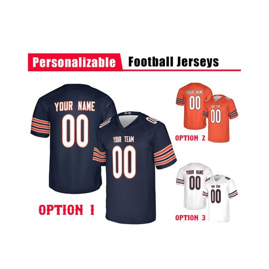 Discover Custom Chicago Bears Football Jersey, Navy Orange White, Adult Sizes