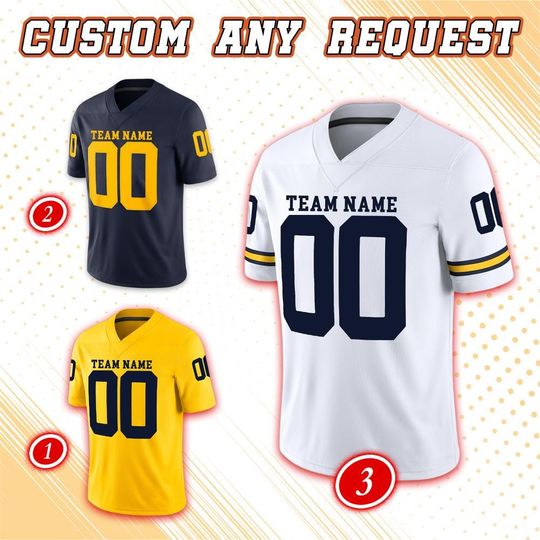 Custom College Football Team Jersey, Custom Michigan College Football Team Tee, Wolverine Team Name Number Jersey, Jersey Lover 30825HC64
