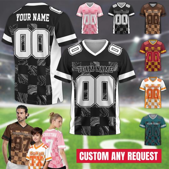 Discover Personalized Name Number Logo Football Jersey for Men Women Kids, Custom Football Jersey Uniform For Football Team Football Fans Lovers