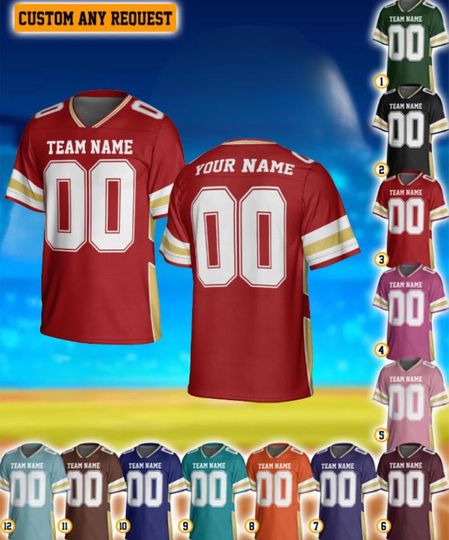 Personalized Football Jersey: Custom Team Name & Number, Game Day Shirt
