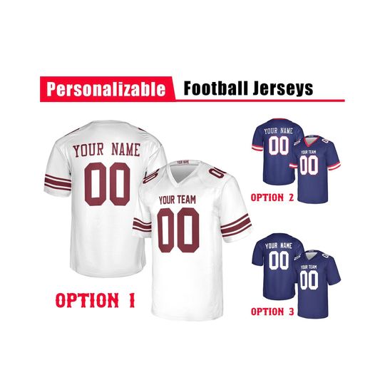 Discover Custom New York Giants Football Jersey, White Royal, Adult Sizes