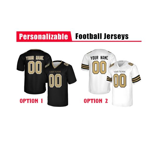 Custom New Orleans Saints Football Jersey, Black White, Adult Sizes