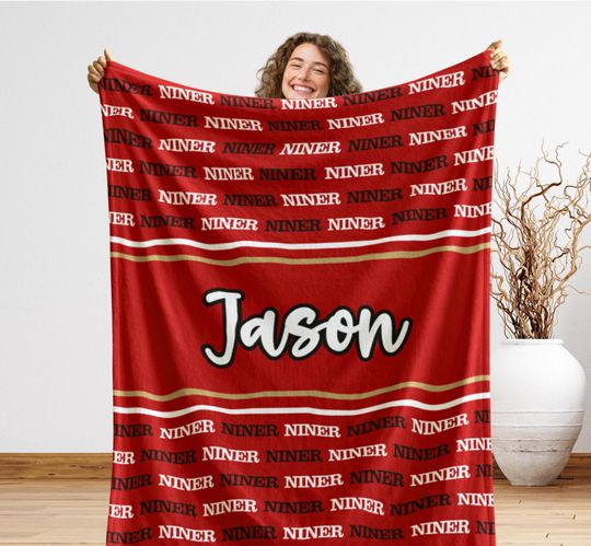 San Francisco Gift Blanket, Red Gold , Football Lover Gift, Tailgate Blanket, Man Cave Decor, California Home, Holiday Sports Gift