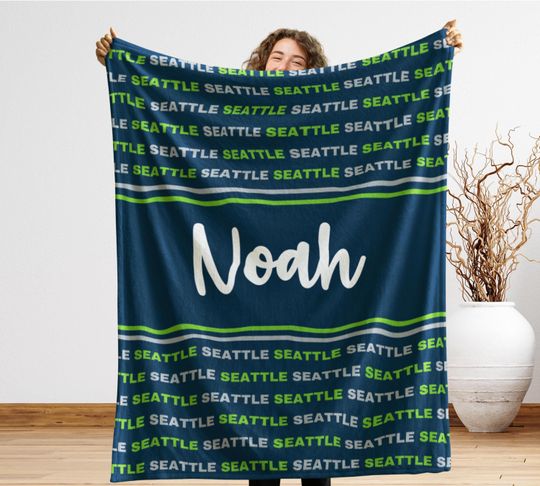 Discover Seattle Football Fan Blanket, Seattle Sports Gift , Man Cave Decor, Holiday Sports Gift, Tailgate Blanket, Holiday Gift for Football Fan