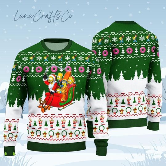 Christmas Gift, The Simpsons Ugly Sweater, Simpsons Santa Christmas Sweater, Christmas Tree Sweater, Simpsons Family