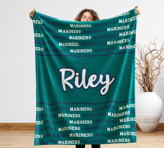 Seattle Fan Gift Blanket, Baseball Lover Gift, Navy and Teal Sports Gear, Holiday Gift for Him, Secret Santa Blanket, Washington Fan Gift