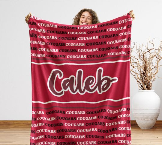 Houston Football Gift Blanket, Houston Tailgate Blanket, Texas College Room Decor, Mancave Decor, Christmas Gift for Freshman or Graduate