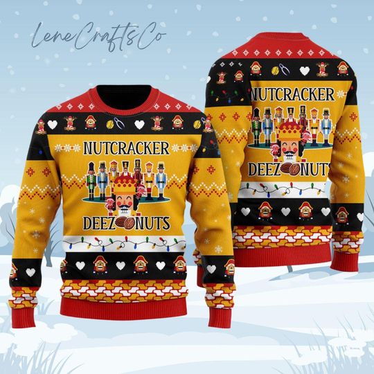 Discover Deez Nuts Nutcracker Ugly Sweater, Funny Nutcracker Christmas Sweater, Ballet Holiday Sweater, Play Xmas Ugly Sweater, Christmas Sweater