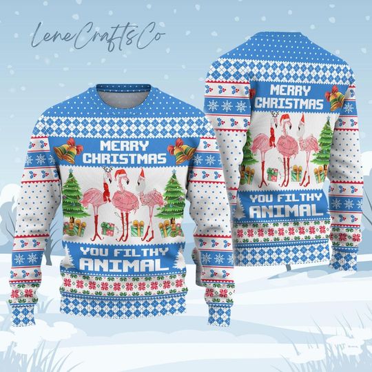 Discover Flamingo Ugly Christmas Sweater, Nature Lover Sweater, Cute Flamingo Christmas Sweater, Pink Bird Holiday Sweater, Christmas Gift