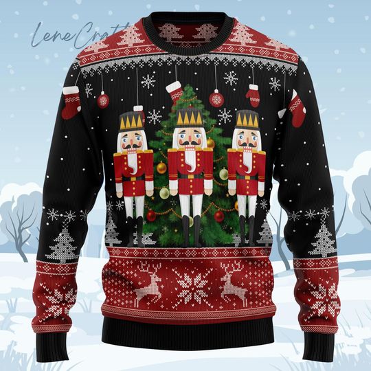 Nutcracker Christmas Tree Ugly Sweater, Deez Nuts Nutcracker Christmas Sweater, Nutcracker Soldier Holiday Sweater, Ballet Play Xmas Sweater