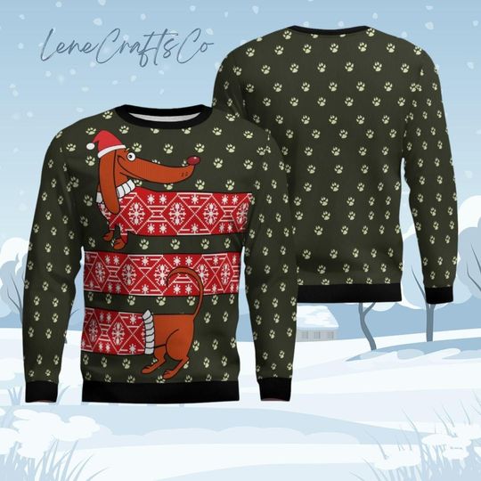 Funny Dachshund Dog Ugly Sweater, Christmas Pet Ugly Sweater, Animal Lover Holiday Sweater, Cute Dachshund Xmas Sweater, Dog Ugly Sweater