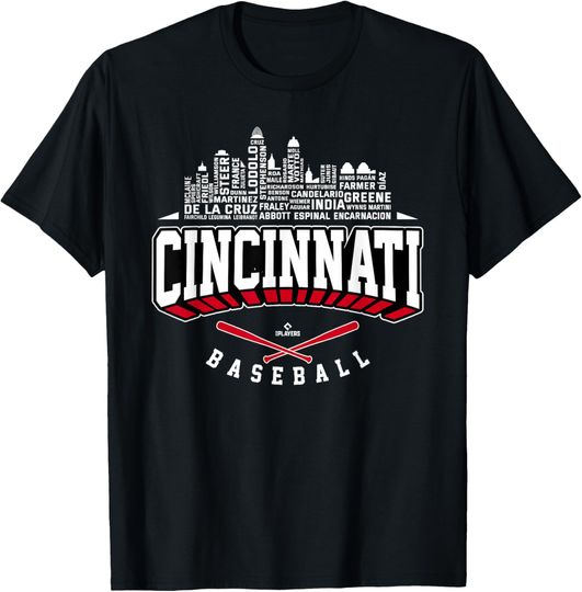 Discover 2024 Skyline Word Art Elly De La Cruz Cincinnati MLBPA T-Shirt