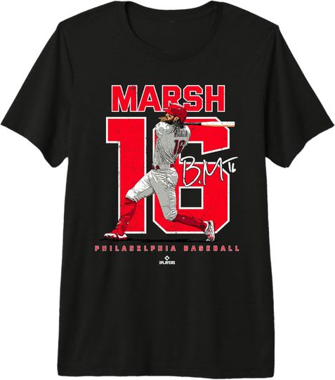 Discover Number and Portrait Brandon Marsh Philadelphia MLBPA Premium Tri-blend T-Shirt