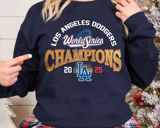 Discover 2025 LA Baseball World Series Champion Sweatshirt | Los Angeles Fan Gift | Unisex Bold Gold Font Pullover