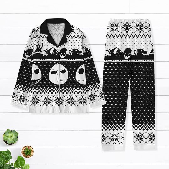 Discover Nightmare Before Christmas Pajamas, Cozy Fair Isle Pajama Set For Men Women Kids, Holiday Sleepwear, Christmas Gift