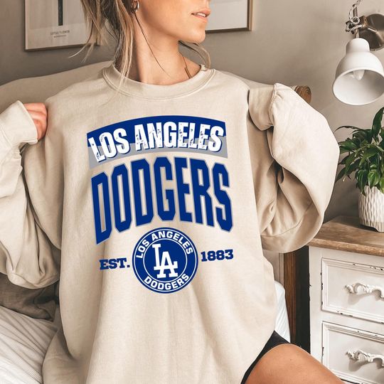 Discover Los Angeles Dodgers Circle Logo Vintage Baseball Sweatshirt: Retro Baseball Fan Gift