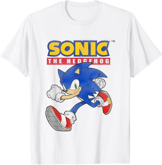 Discover Sonic The Hedgehog Running Sonic Cool Portrait Vintage T-Shirt