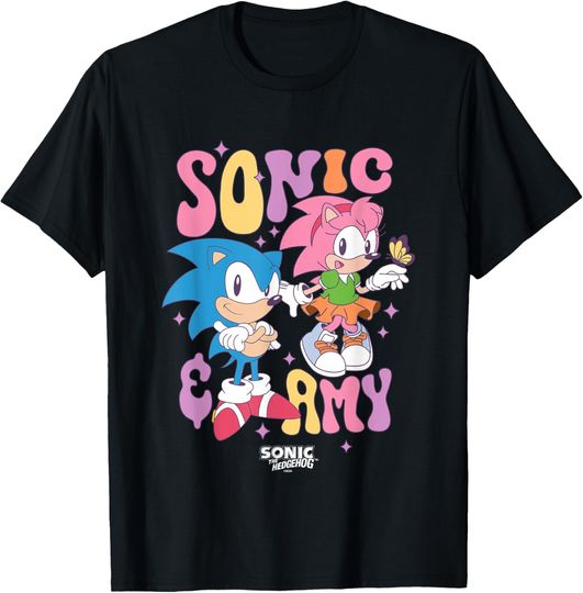 Discover Sonic The Hedgehog Sonic & Amy Cute Vintage Shot T-Shirt