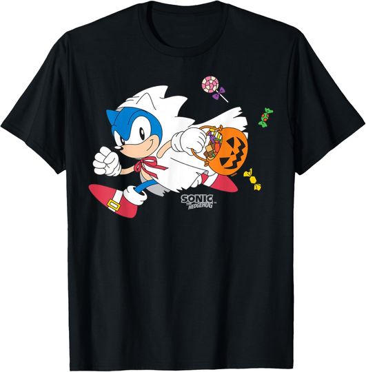 Discover Sonic The Hedgehog Halloween Trick Or Treat Ghost Disguise T-Shirt